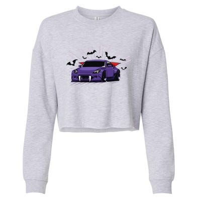 Spooky Halloween JDM 350z Z33 Vampire Drift Car Illustrated Cropped Pullover Crew