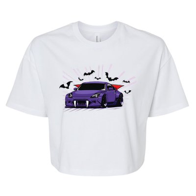 Spooky Halloween JDM 350z Z33 Vampire Drift Car Illustrated Bella+Canvas Jersey Crop Tee