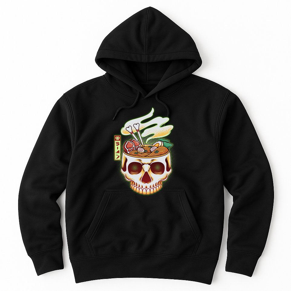 Spooky Halloween Japanese Ramen Skull Bowl Hoodie
