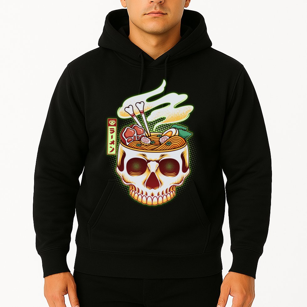 Spooky Halloween Japanese Ramen Skull Bowl Hoodie