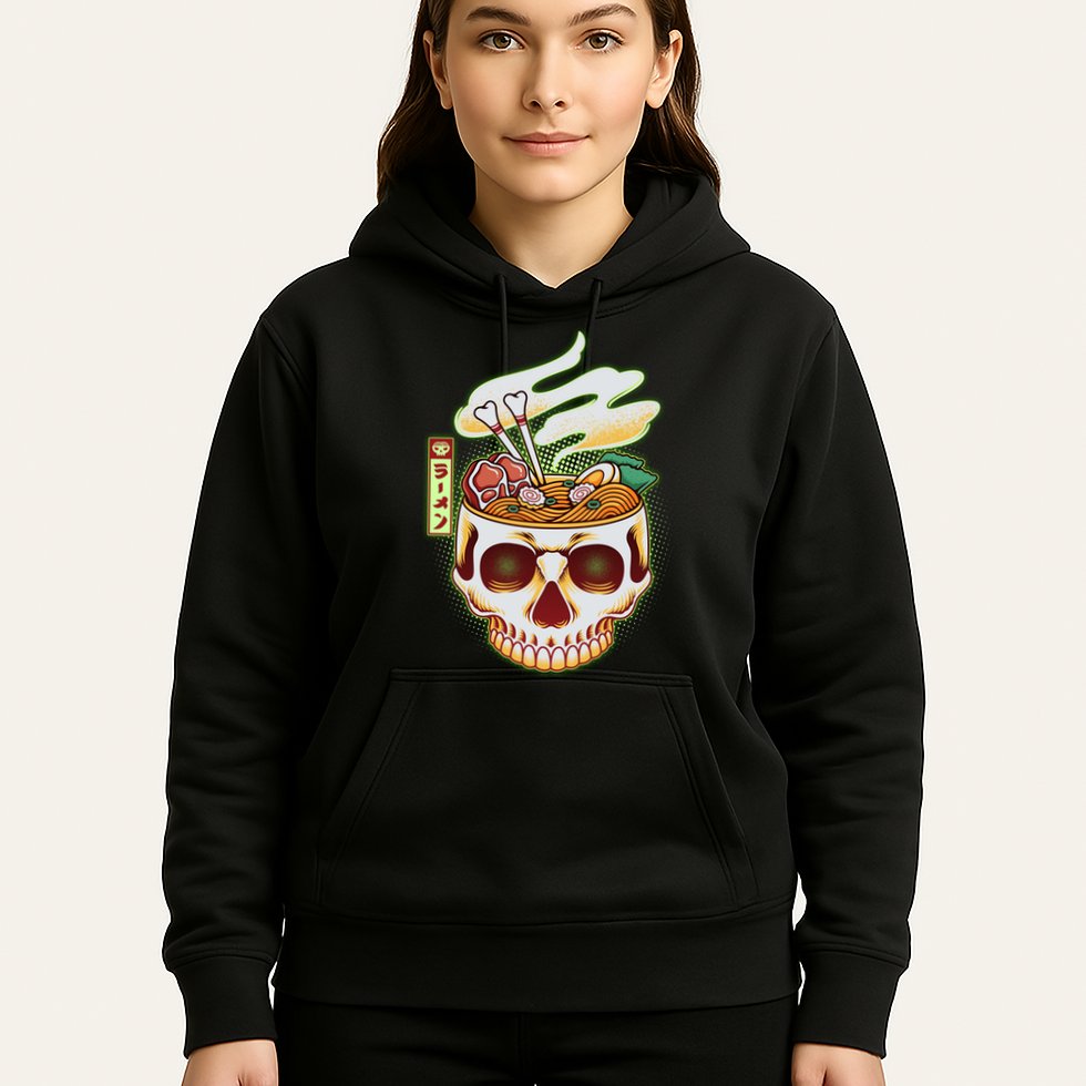 Spooky Halloween Japanese Ramen Skull Bowl Hoodie