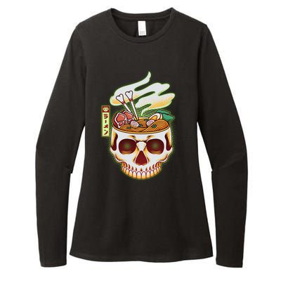 Spooky Halloween Japanese Ramen Skull Bowl Womens CVC Long Sleeve Shirt