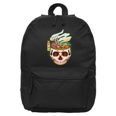 Spooky Halloween Japanese Ramen Skull Bowl 16 in Basic Backpack