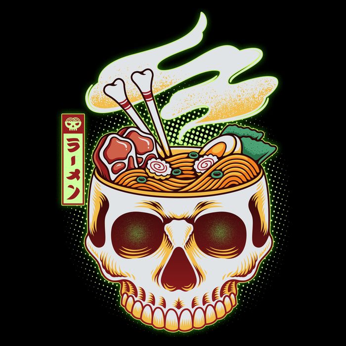 Spooky Halloween Japanese Ramen Skull Bowl Tall Hoodie