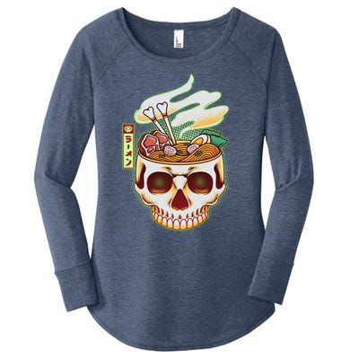 Spooky Halloween Japanese Ramen Skull Bowl Women's Perfect Tri Tunic Long Sleeve Shirt