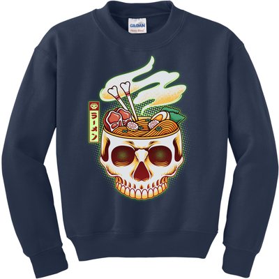 Spooky Halloween Japanese Ramen Skull Bowl Kids Sweatshirt