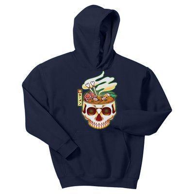 Spooky Halloween Japanese Ramen Skull Bowl Kids Hoodie