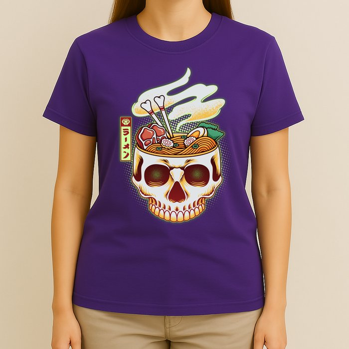 Spooky Halloween Japanese Ramen Skull Bowl T-Shirt