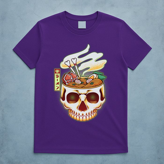 Spooky Halloween Japanese Ramen Skull Bowl T-Shirt