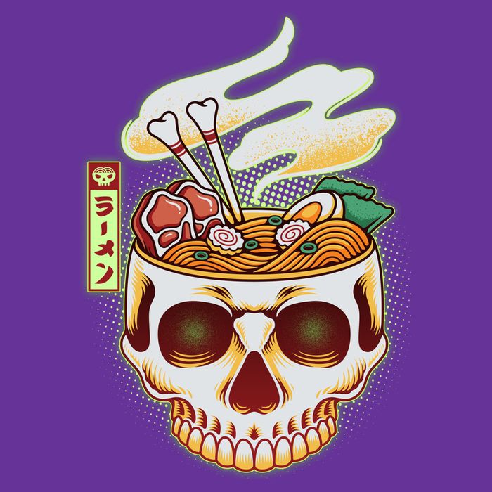 Spooky Halloween Japanese Ramen Skull Bowl T-Shirt