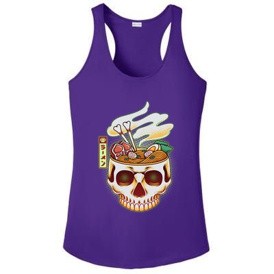 Spooky Halloween Japanese Ramen Skull Bowl Ladies PosiCharge Competitor Racerback Tank