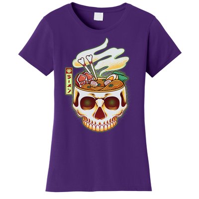 Spooky Halloween Japanese Ramen Skull Bowl Women's T-Shirt