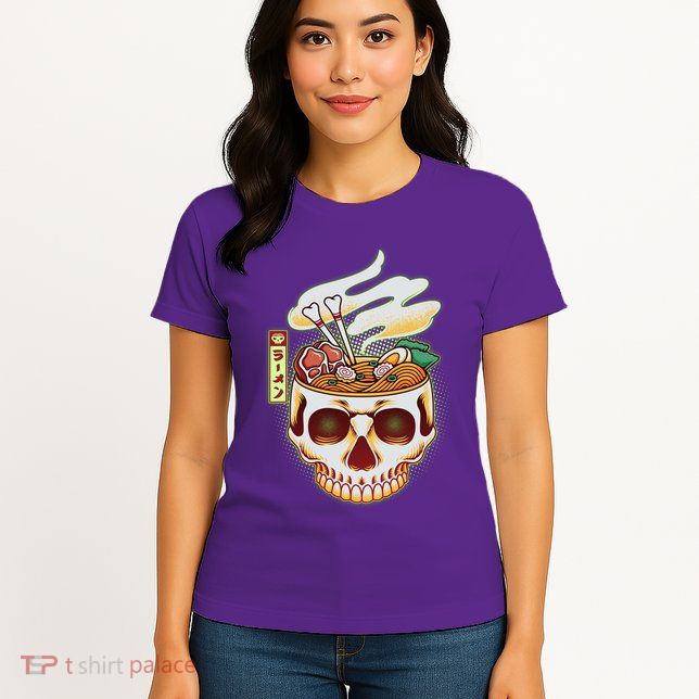Spooky Halloween Japanese Ramen Skull Bowl Women's T-Shirt