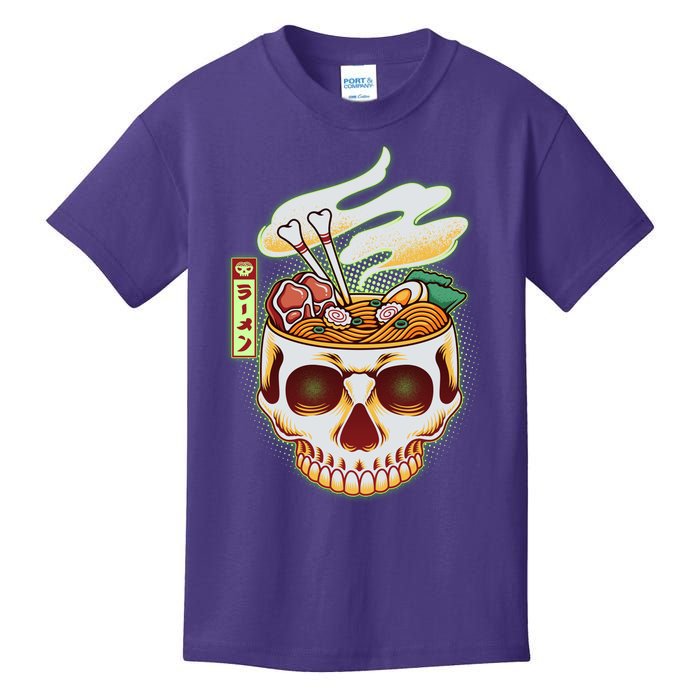 Spooky Halloween Japanese Ramen Skull Bowl Kids T-Shirt