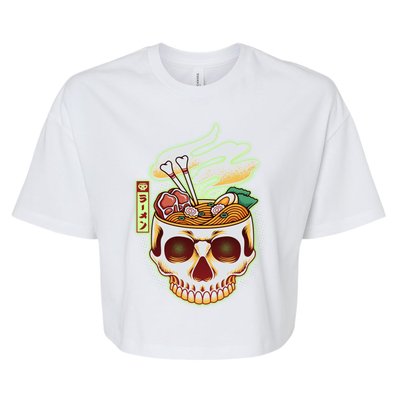 Spooky Halloween Japanese Ramen Skull Bowl Bella+Canvas Jersey Crop Tee