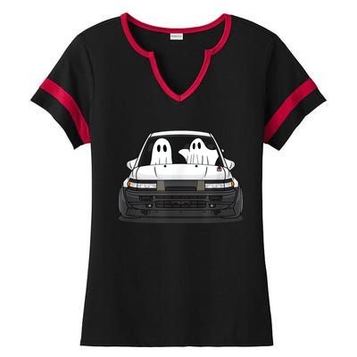 Spooky Halloween JDM Hachiroku 86 Ghost Levin Coupe Ladies Halftime Notch Neck Tee