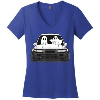 Spooky Halloween JDM Hachiroku 86 Ghost Levin Coupe Women's V-Neck T-Shirt