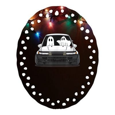 Spooky Halloween JDM Hachiroku 86 Ghost Levin Coupe Ceramic Oval Ornament