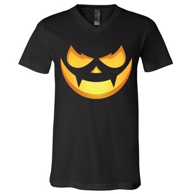 Spooky Halloween Jack O Lantern Glowing Pumpkin Face Costume V-Neck T-Shirt