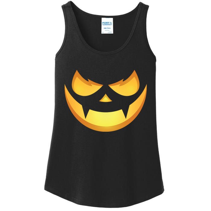 Spooky Halloween Jack O Lantern Glowing Pumpkin Face Costume Ladies Essential Tank