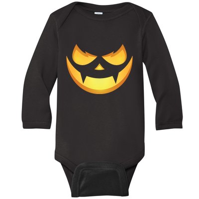 Spooky Halloween Jack O Lantern Glowing Pumpkin Face Costume Baby Long Sleeve Bodysuit