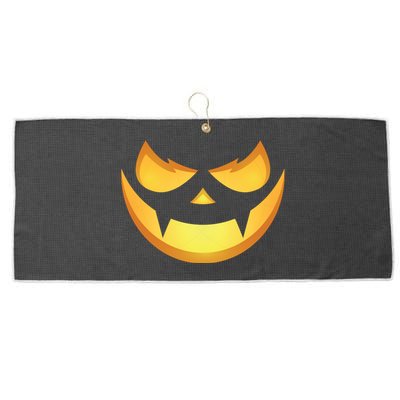 Spooky Halloween Jack O Lantern Glowing Pumpkin Face Costume Large Microfiber Waffle Golf Towel