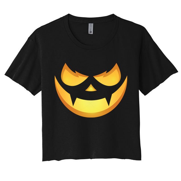 Spooky Halloween Jack O Lantern Glowing Pumpkin Face Costume Crop Top