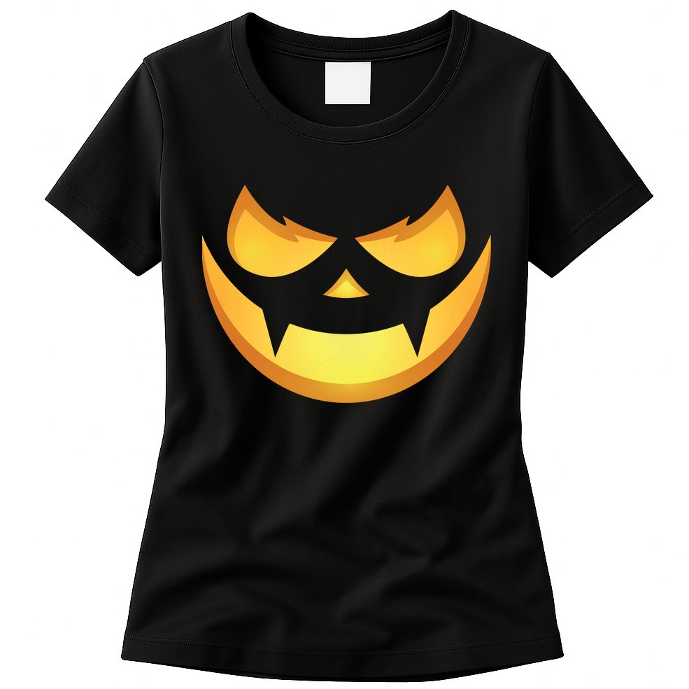 Spooky Halloween Jack O Lantern Glowing Pumpkin Face Costume Womens T-Shirt