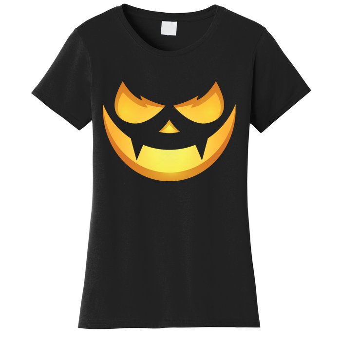 Spooky Halloween Jack O Lantern Glowing Pumpkin Face Costume Women's T-Shirt