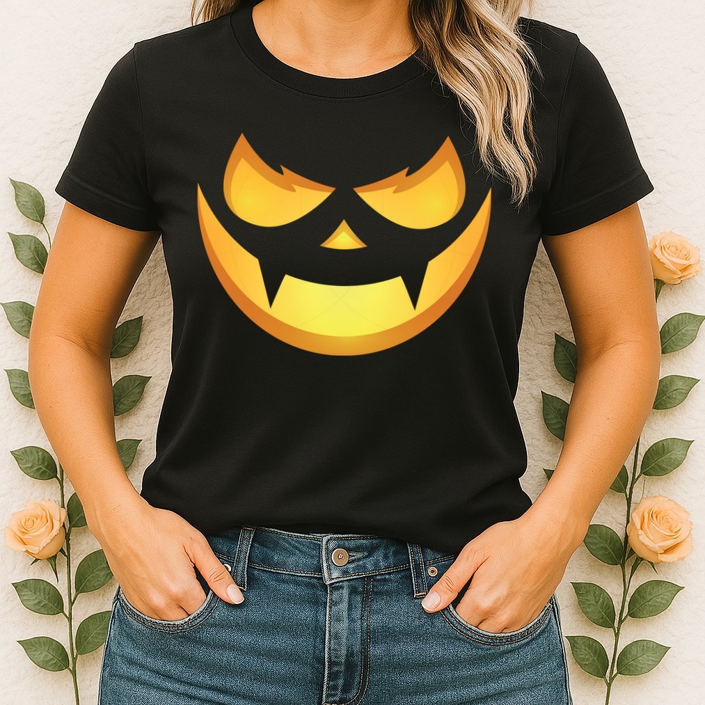 Spooky Halloween Jack O Lantern Glowing Pumpkin Face Costume Womens T-Shirt