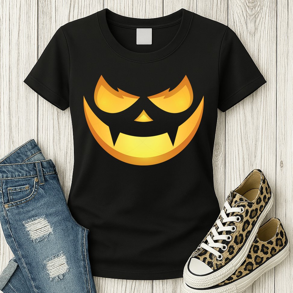 Spooky Halloween Jack O Lantern Glowing Pumpkin Face Costume Womens T-Shirt