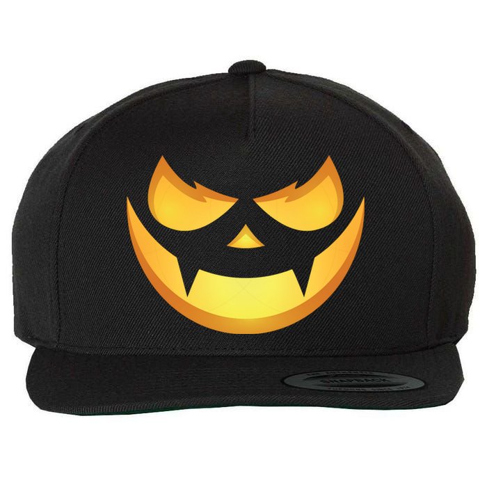 Spooky Halloween Jack O Lantern Glowing Pumpkin Face Costume Wool Snapback Cap