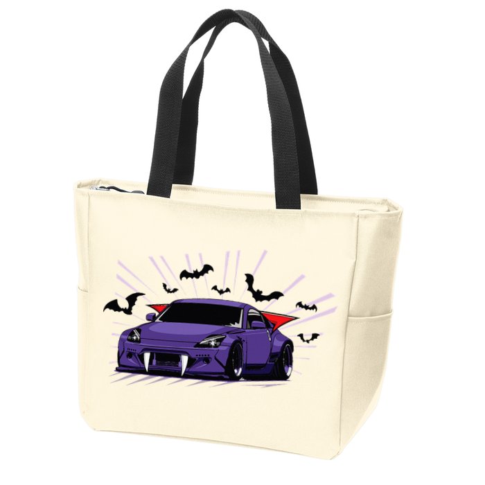 Spooky Halloween Jdm 350z Z33 Vampire Drift Car Illustrated Zip Tote Bag