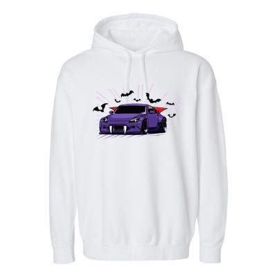 Spooky Halloween Jdm 350z Z33 Vampire Drift Car Illustrated Garment-Dyed Fleece Hoodie