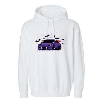 Spooky Halloween Jdm 350z Z33 Vampire Drift Car Illustrated Garment-Dyed Fleece Hoodie