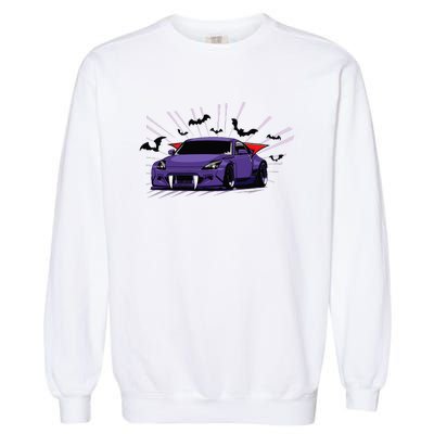 Spooky Halloween Jdm 350z Z33 Vampire Drift Car Illustrated Garment-Dyed Sweatshirt