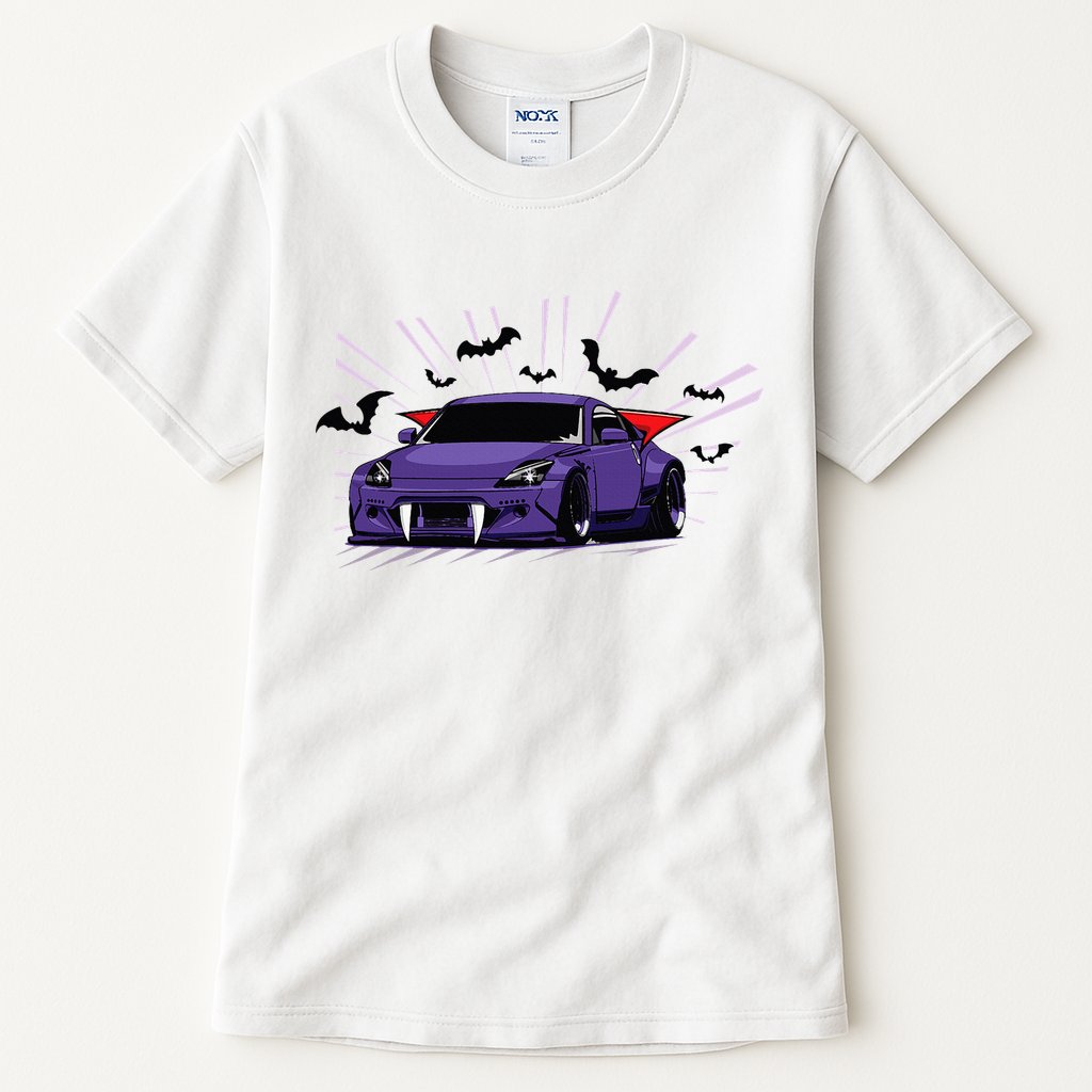 Spooky Halloween Jdm 350z Z33 Vampire Drift Car Illustrated Tall T-Shirt