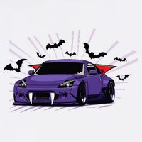 Spooky Halloween Jdm 350z Z33 Vampire Drift Car Illustrated Bucket Hat