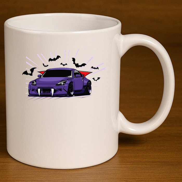 Spooky Halloween Jdm 350z Z33 Vampire Drift Car Illustrated 11oz C Handle Ceramic Mug