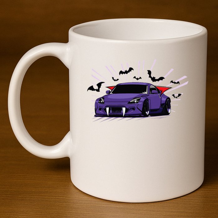Spooky Halloween Jdm 350z Z33 Vampire Drift Car Illustrated 11oz C Handle Ceramic Mug