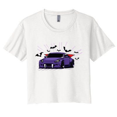 Spooky Halloween Jdm 350z Z33 Vampire Drift Car Illustrated Women's Crop Top Tee