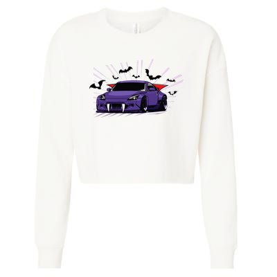 Spooky Halloween Jdm 350z Z33 Vampire Drift Car Illustrated Cropped Pullover Crew
