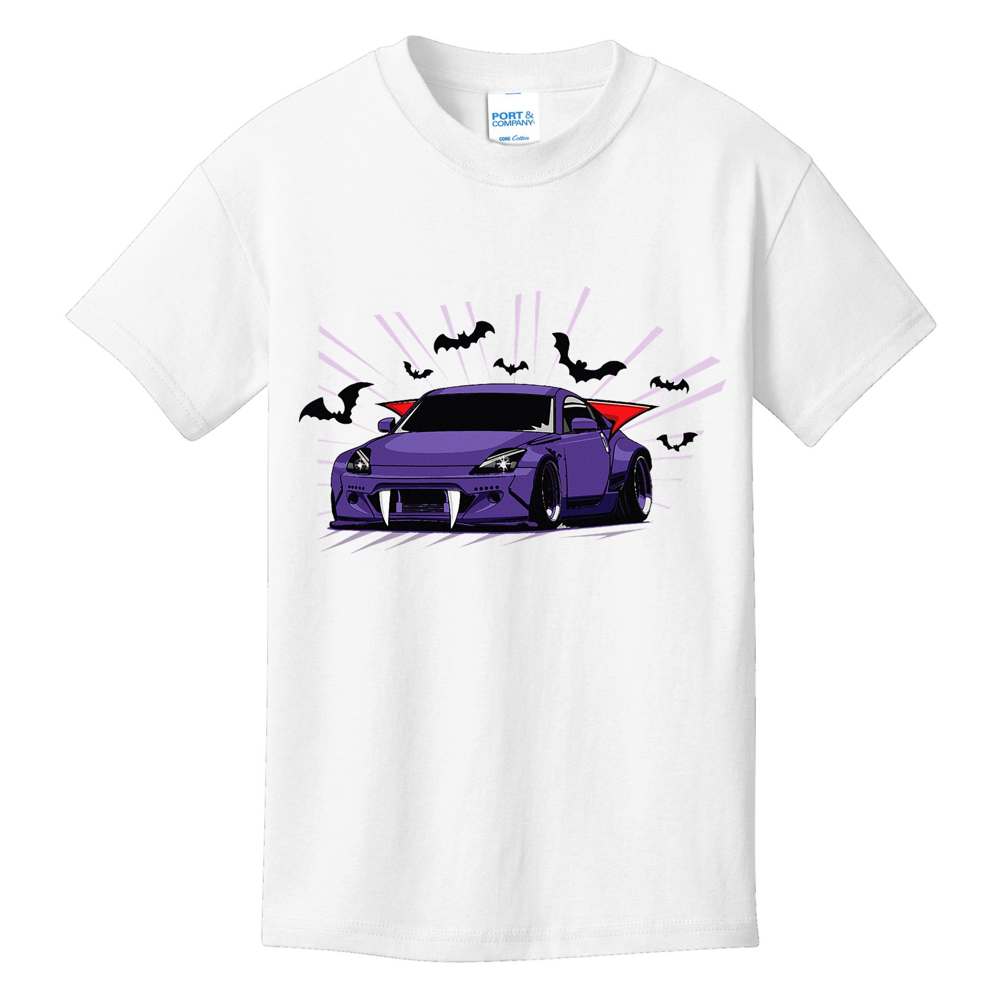 Spooky Halloween Jdm 350z Z33 Vampire Drift Car Illustrated Kids T-Shirt