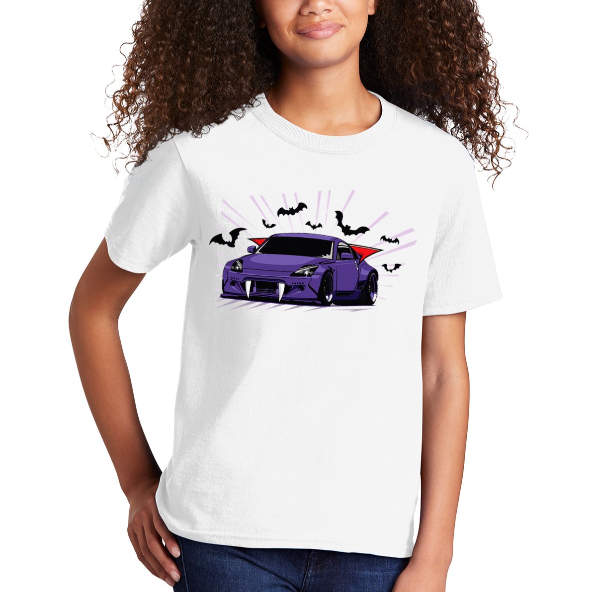 Spooky Halloween Jdm 350z Z33 Vampire Drift Car Illustrated Kids T-Shirt