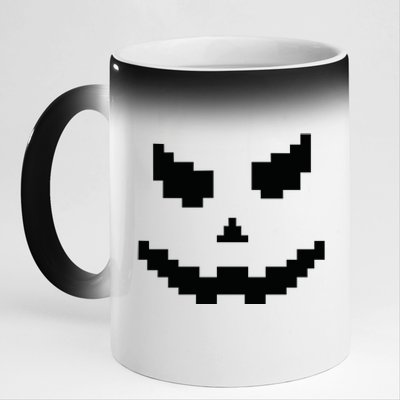 Scary Halloween Jack O Lantern Pumpkin Evil Smile Pixel Game 11oz Black Color Changing Mug