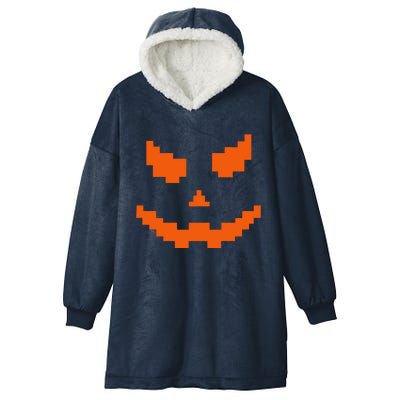 Scary Halloween Jack O Lantern Pumpkin Evil Smile Pixel Game Hooded Wearable Blanket