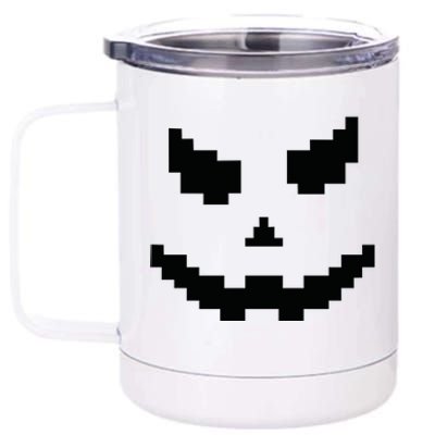 Scary Halloween Jack O Lantern Pumpkin Evil Smile Pixel Game 12 oz Stainless Steel Tumbler Cup