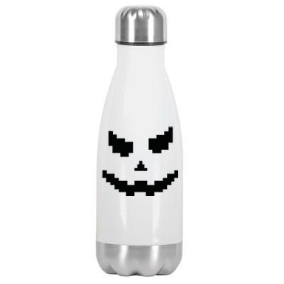 Scary Halloween Jack O Lantern Pumpkin Evil Smile Pixel Game Stainless Steel Insulated Water Bottle