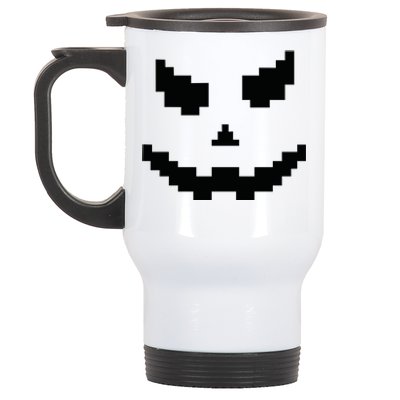 Scary Halloween Jack O Lantern Pumpkin Evil Smile Pixel Game Stainless Steel Travel Mug