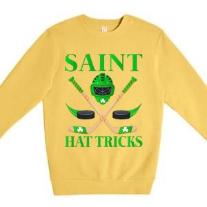 Saint Hatricks Leprechaun Hockey St. Patrick's Day Premium Crewneck Sweatshirt